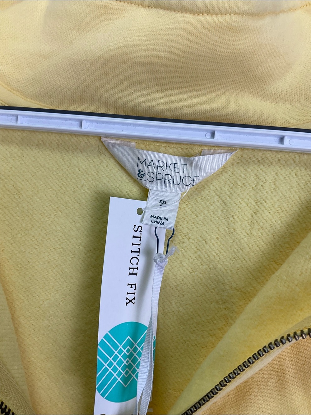 Market & Spruce Davis Raglan Fleece Quarter Zip Sweatshirt-Yellow - Picture 4 of 8